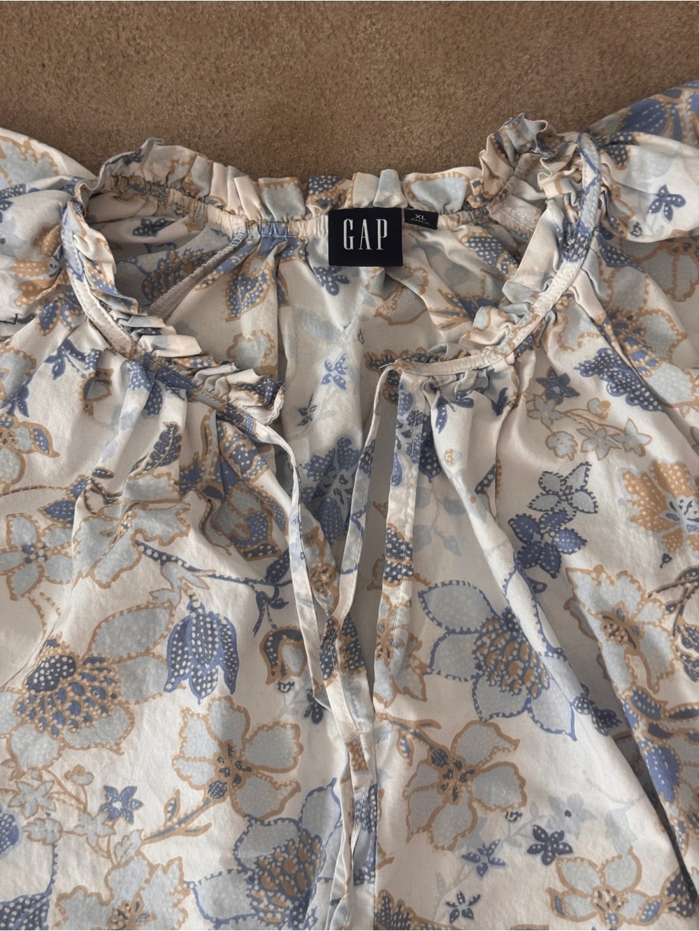 GAP XL Blue Floral Flutter Sleeve Dress w/ Pockets Cottagecore - Picture 2 of 8
